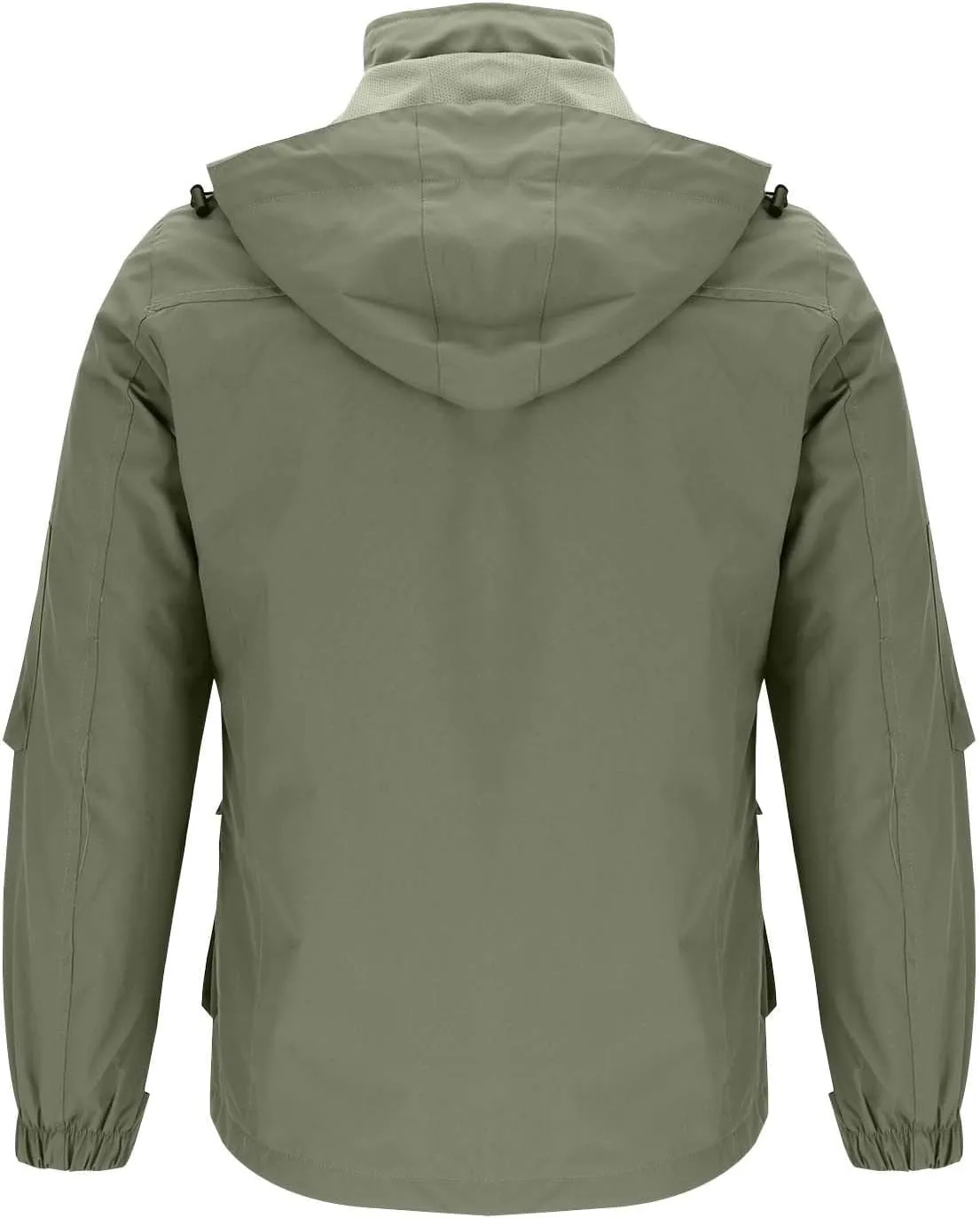Men's Winter Jacket Lightweight Breathable Coats Warm Cargo Jackets Multi Pockets Stand Collar Jacket with Hooded