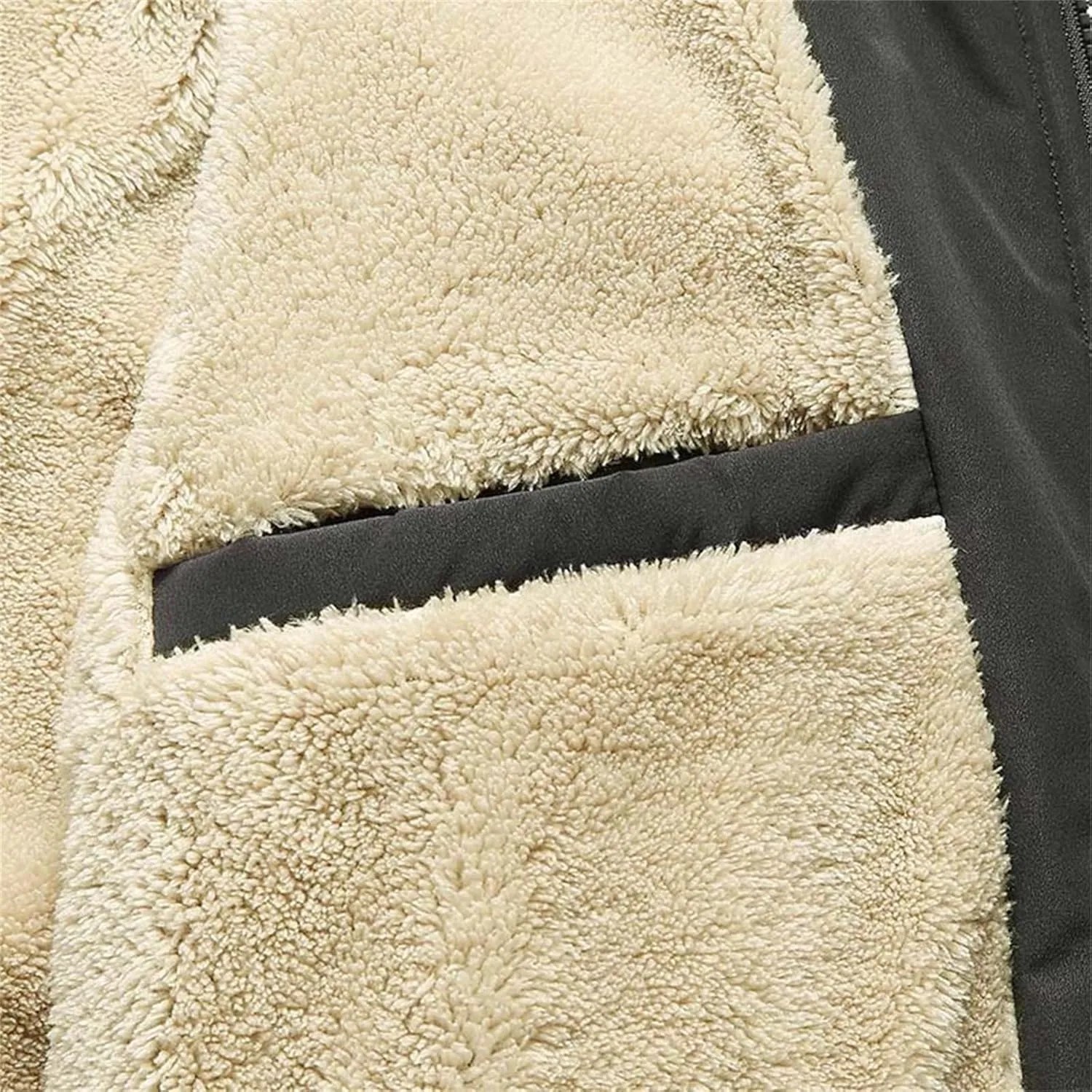 Mens Winter Jacket Thicken Fleece Jackets Sherpa Lined Full-Zip Windproof Parka Coat Casual Warm Outdoor Outwear Pocket