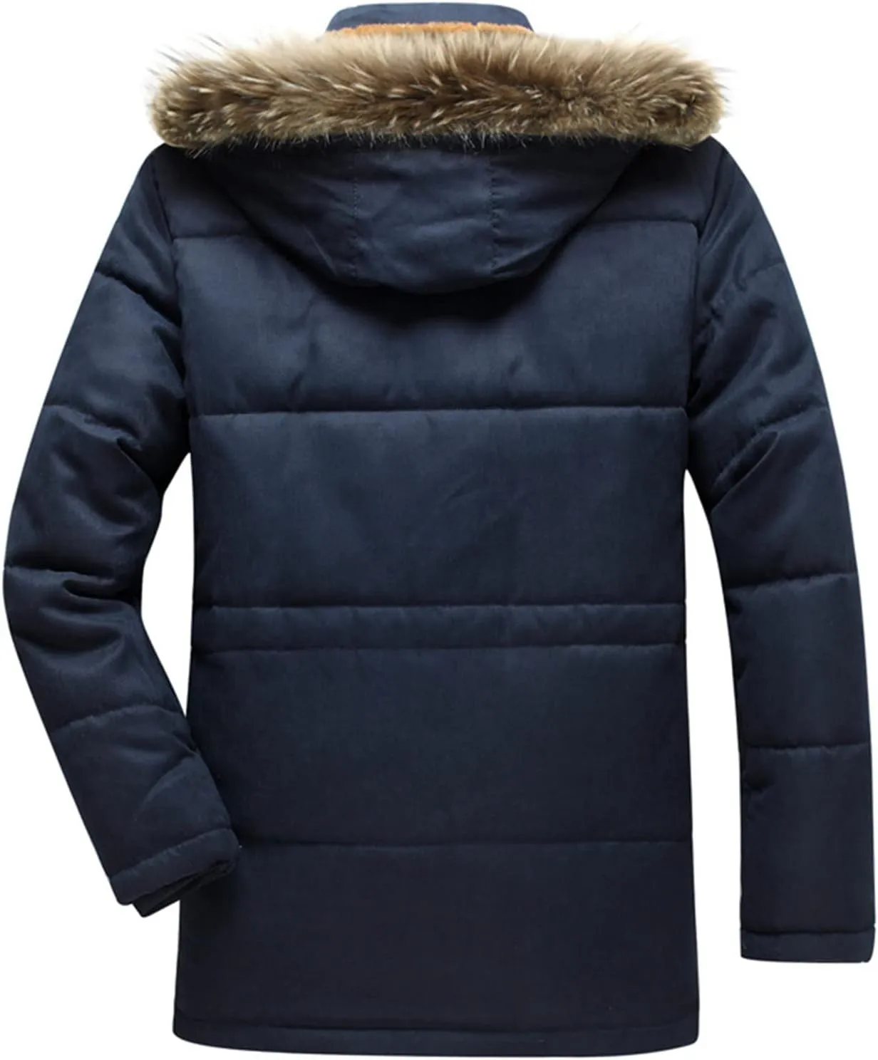 Mens Winter Warm Coat Fleece Lined Parka Thicken Cotton Puffer Down Jackets with Detachable Faux Fur Hood L-4XL