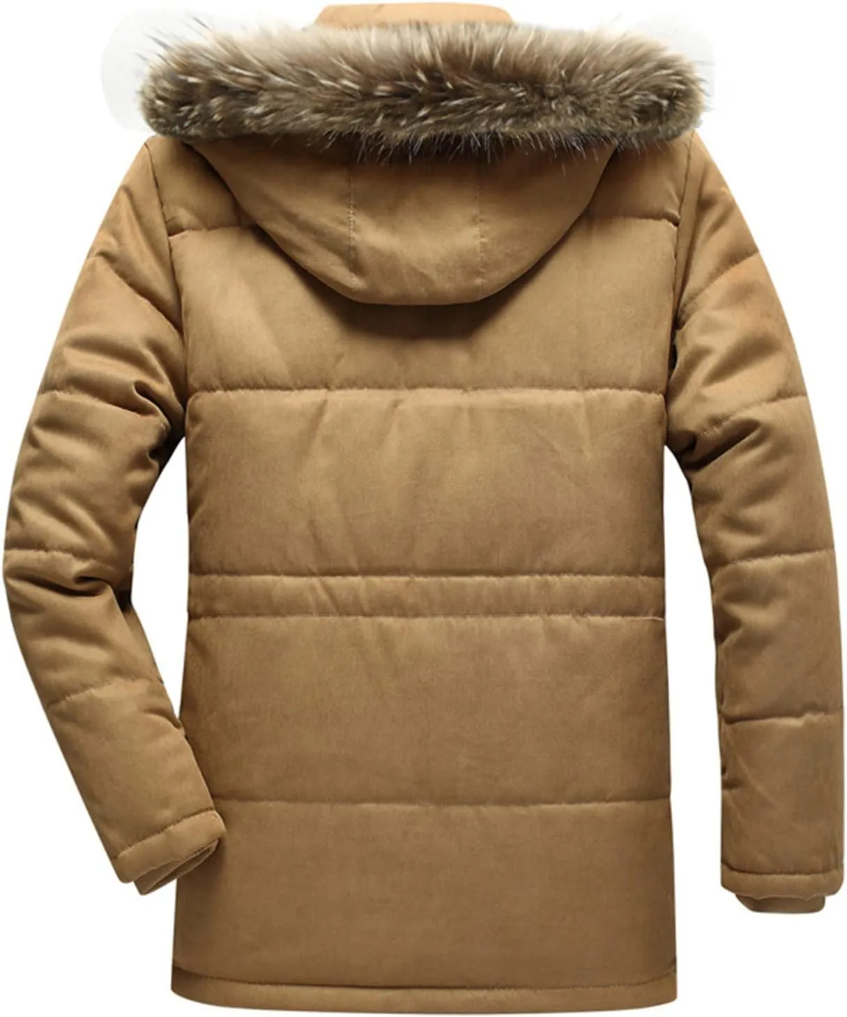 Mens Winter Warm Coat Fleece Lined Parka Thicken Cotton Puffer Down Jackets with Detachable Faux Fur Hood L-4XL
