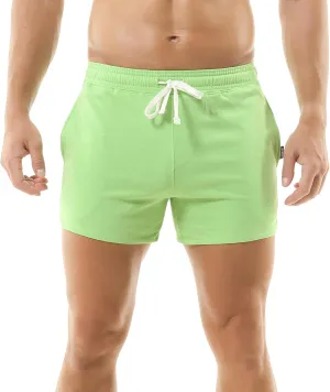 Mens Workout Sweat Shorts 3 Inch Cotton Fitness Running Shorts Simple Active Shorts