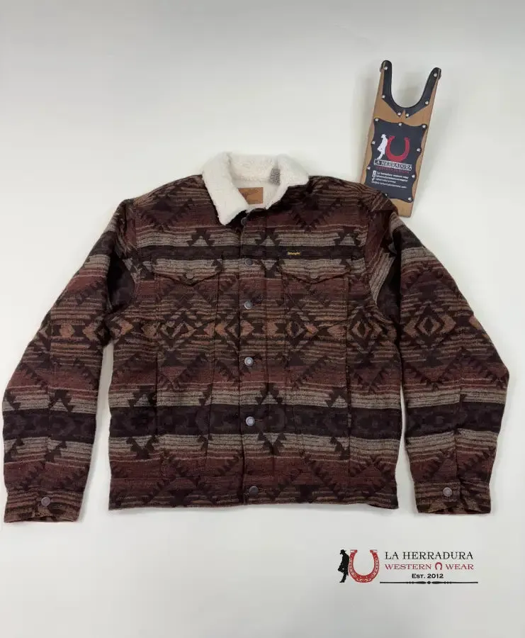 Men's Wrangler Sherpa Lined Jacquard Print Jacket in Canyon Vibe