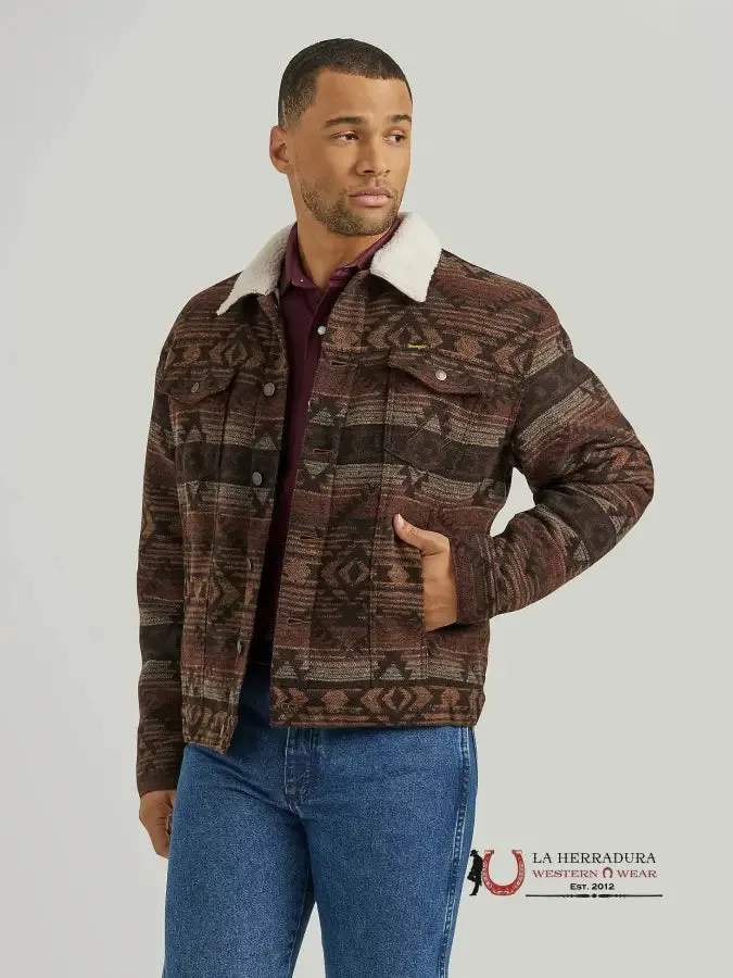 Men's Wrangler Sherpa Lined Jacquard Print Jacket in Canyon Vibe