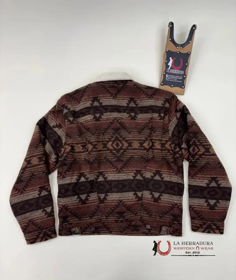 Men's Wrangler Sherpa Lined Jacquard Print Jacket in Canyon Vibe