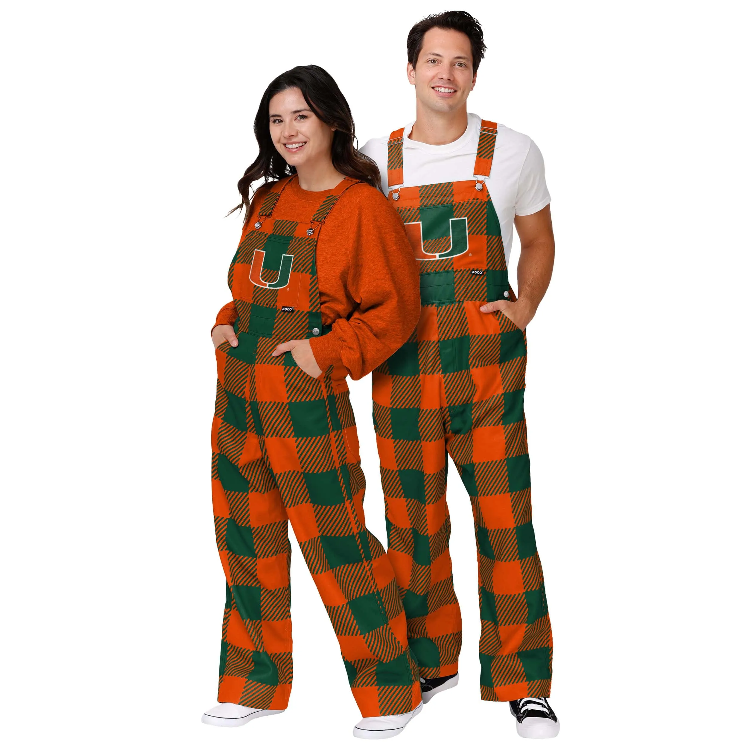 Miami Hurricanes NCAA Womens Plaid Bib Overalls