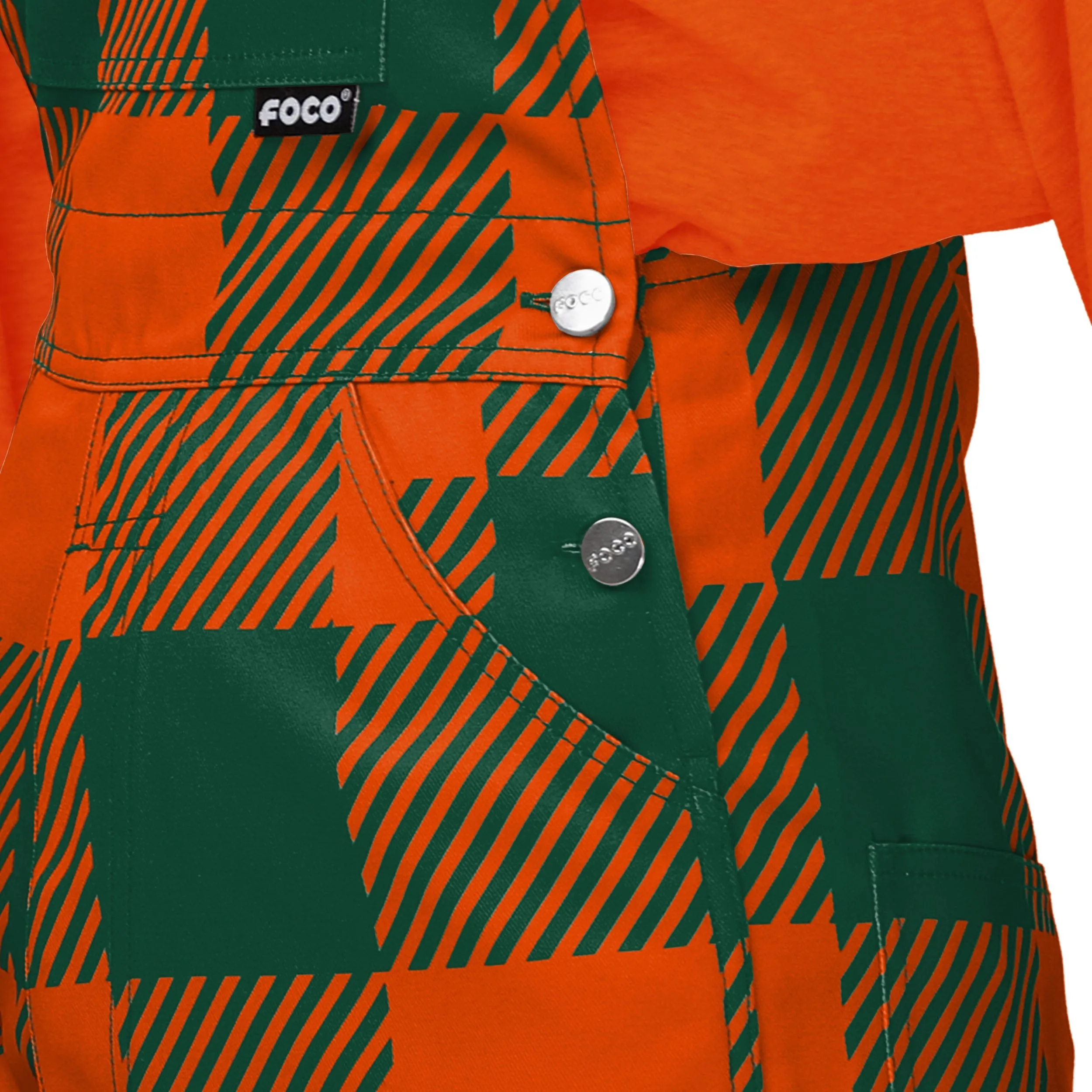 Miami Hurricanes NCAA Womens Plaid Bib Overalls