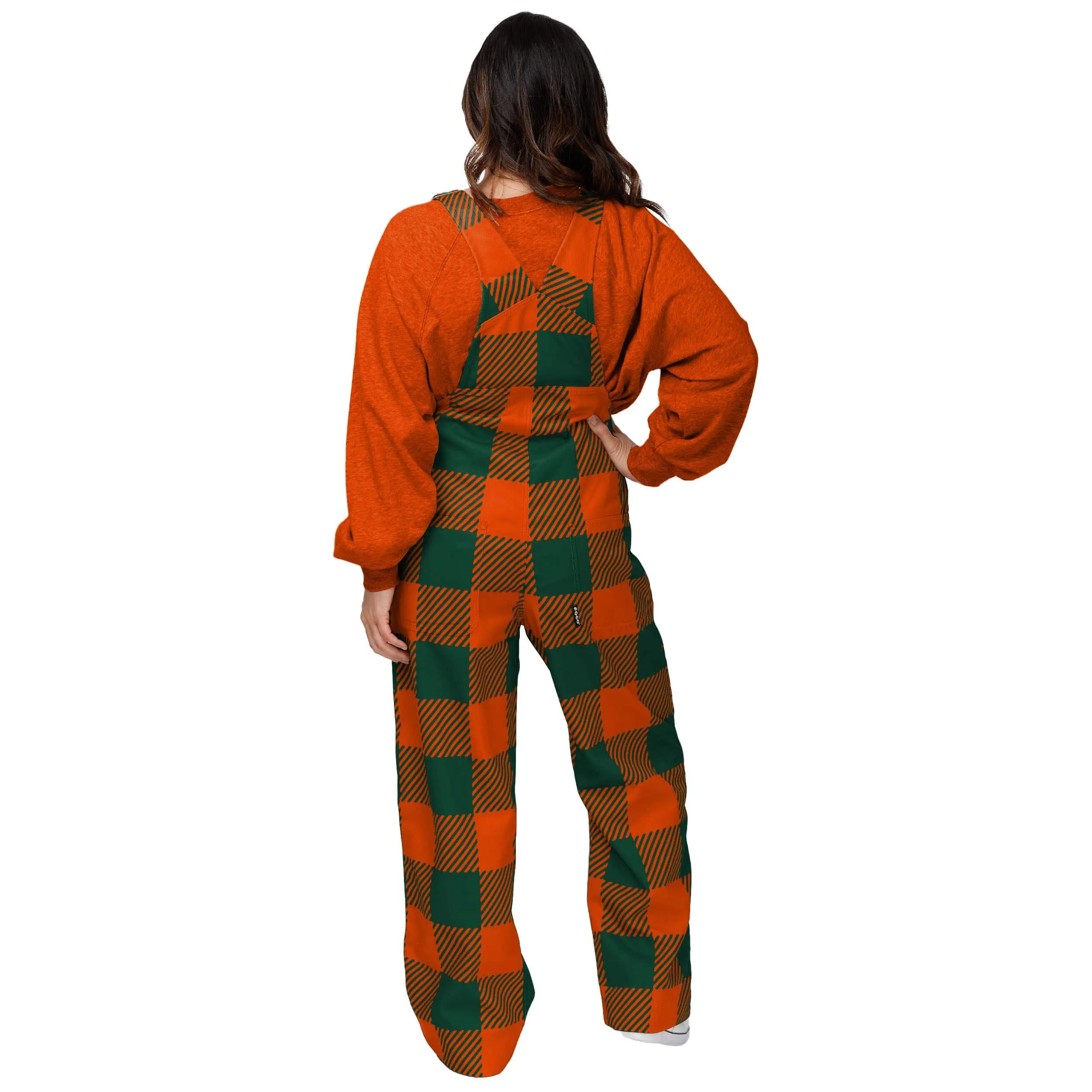 Miami Hurricanes NCAA Womens Plaid Bib Overalls