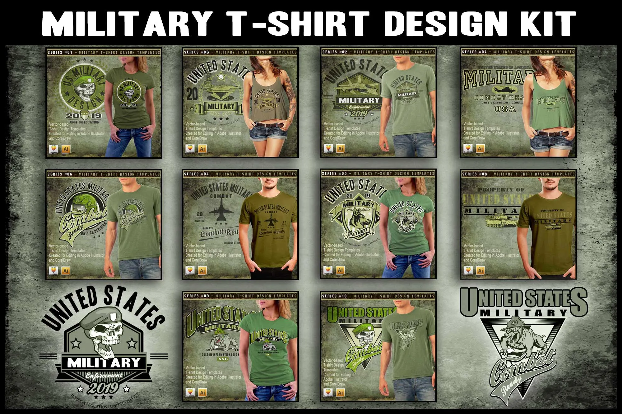 Military Art Kit Bundle for Adobe Illustrator