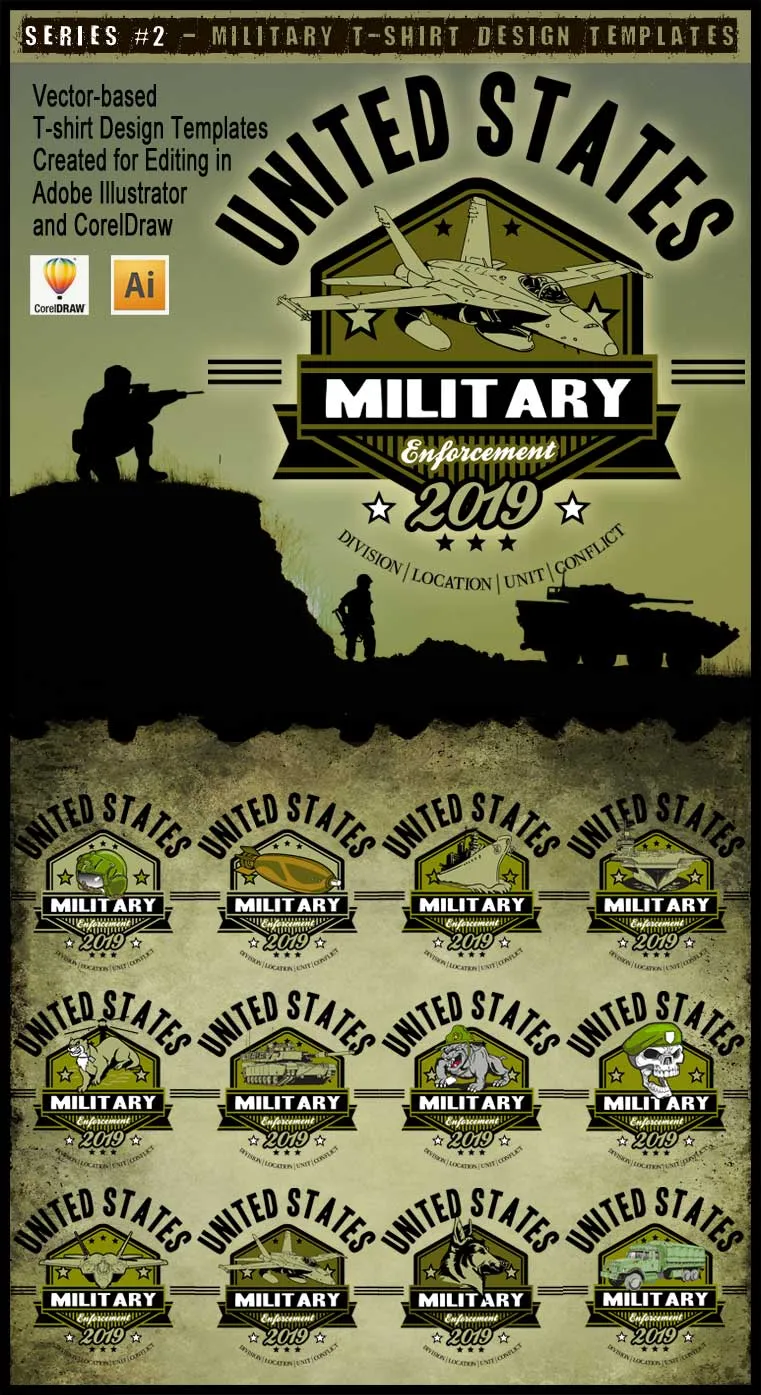 Military Art Kit Bundle for Adobe Illustrator