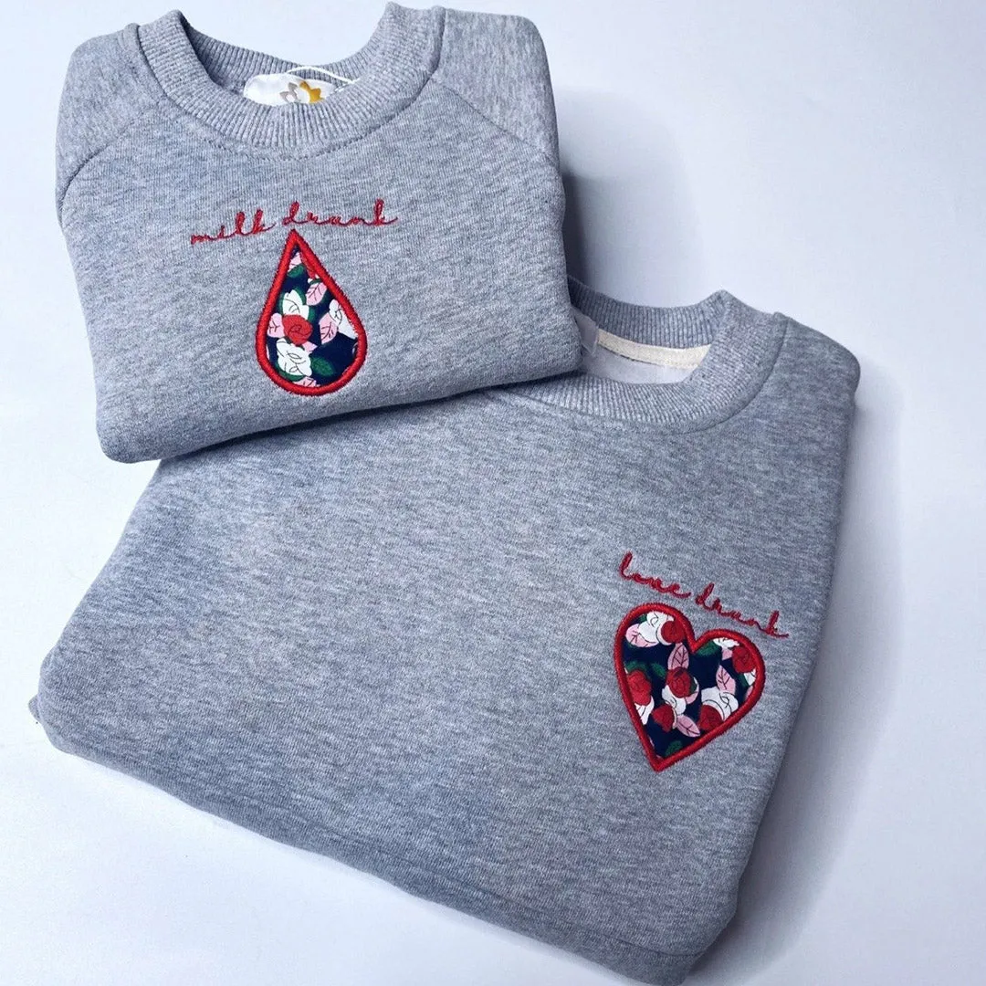 'Milk Drunk' Appliqué Baby/Child Sweatshirt