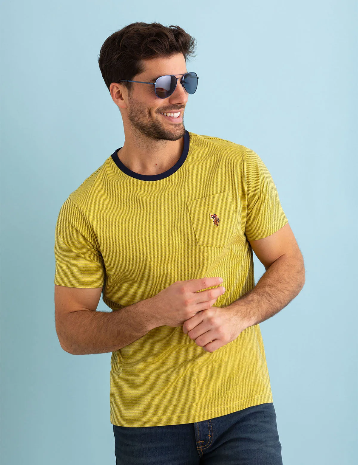 MINI STRIPE RINGER T-SHIRT WITH POCKET