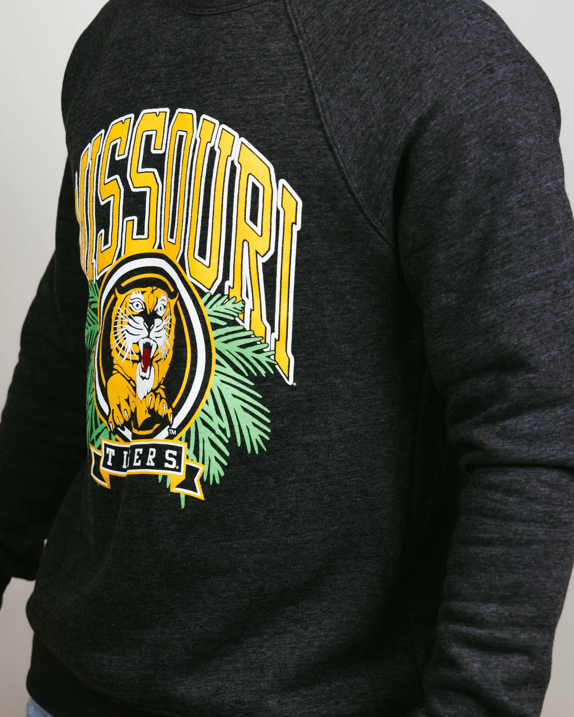 Missouri Tigers Frond Laurel Black Crewneck