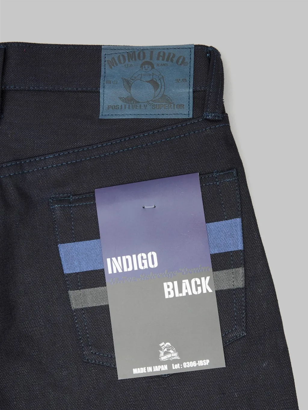 Momotaro 0306-IBSP 15.7oz Indigo X Black Tight Tapered Jeans