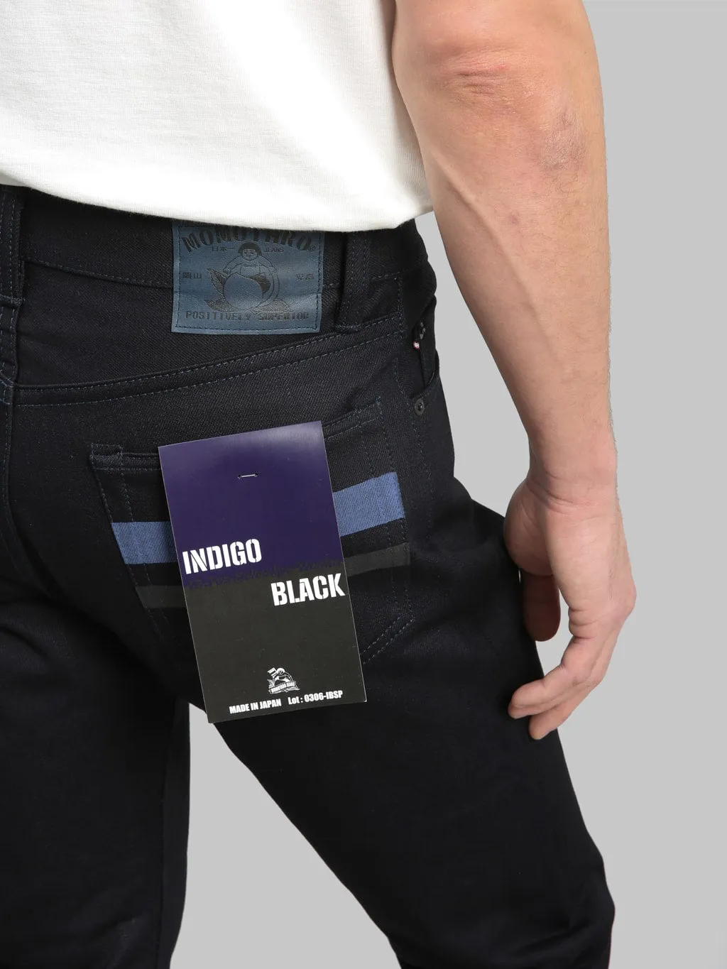 Momotaro 0306-IBSP 15.7oz Indigo X Black Tight Tapered Jeans