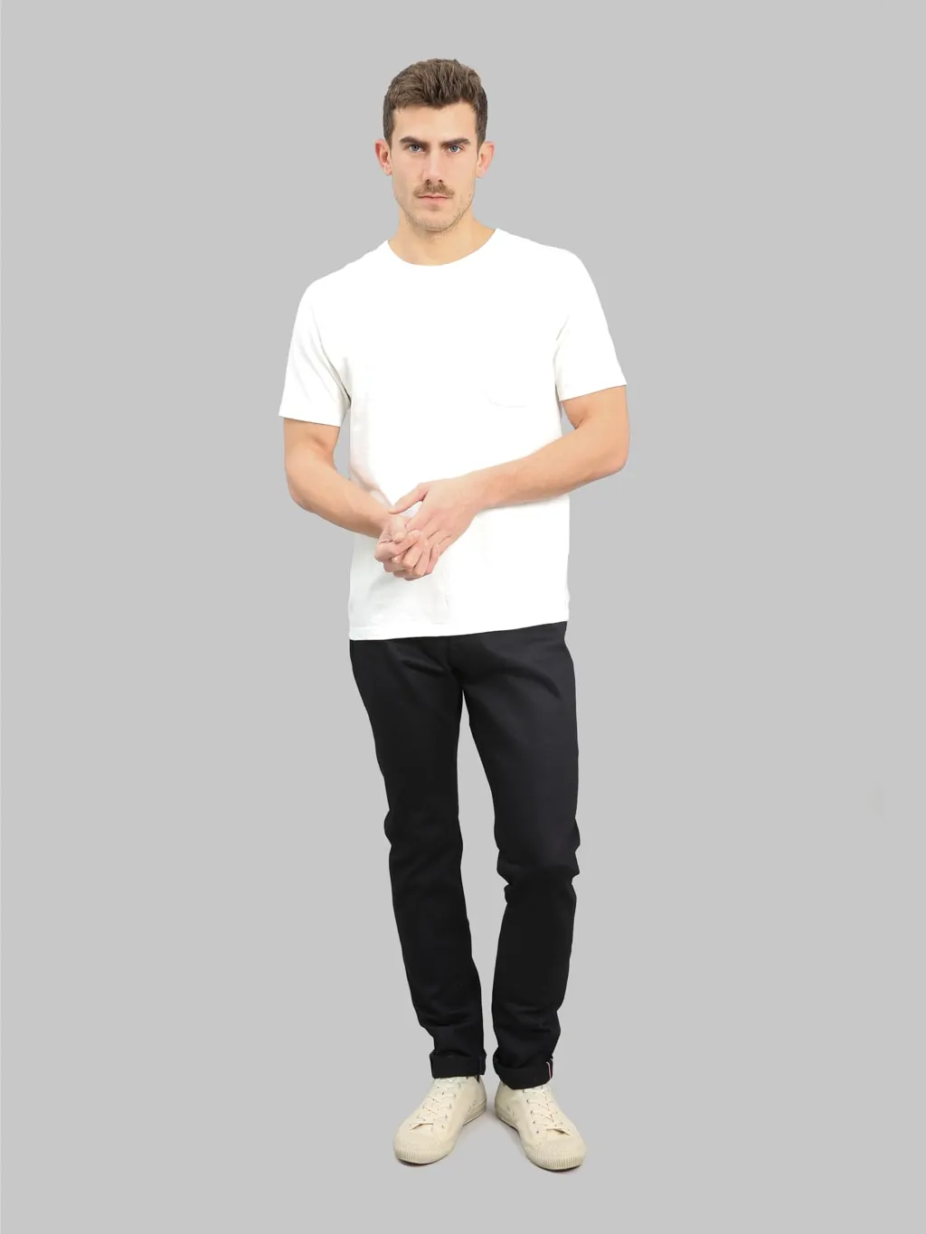 Momotaro 0306-IBSP 15.7oz Indigo X Black Tight Tapered Jeans