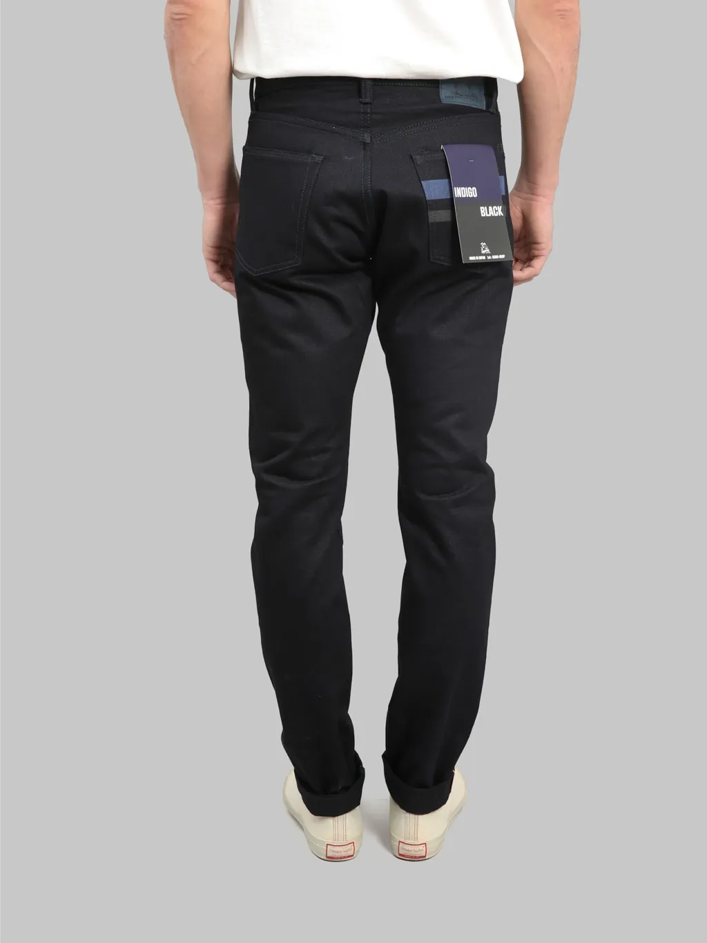 Momotaro 0306-IBSP 15.7oz Indigo X Black Tight Tapered Jeans