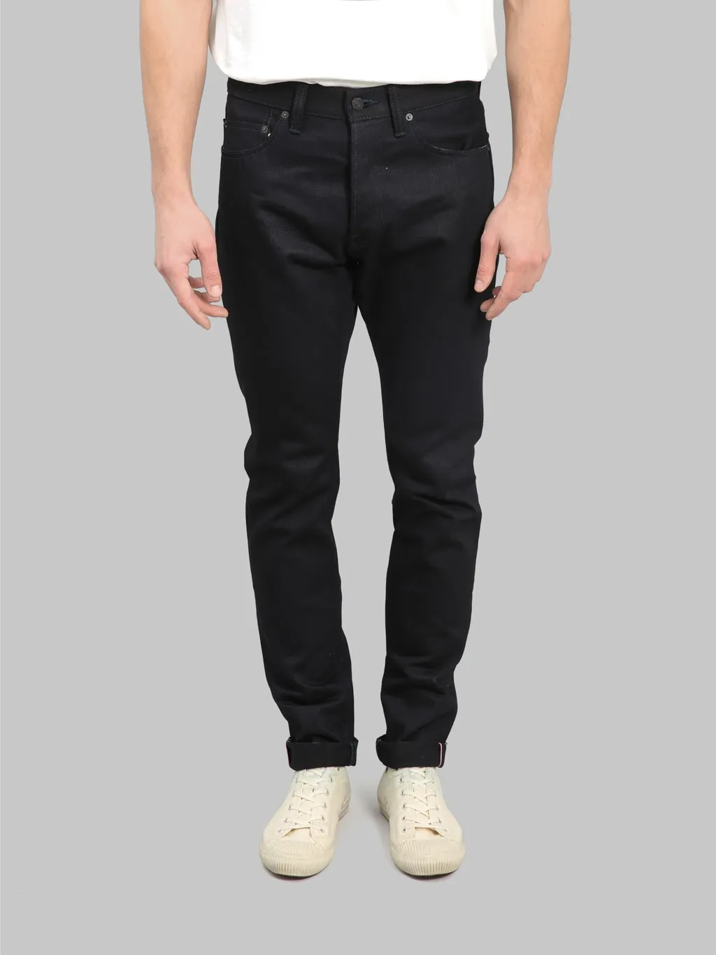 Momotaro 0306-IBSP 15.7oz Indigo X Black Tight Tapered Jeans
