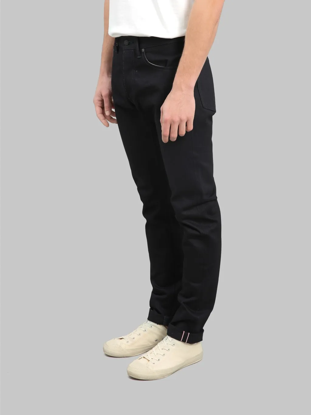 Momotaro 0306-IBSP 15.7oz Indigo X Black Tight Tapered Jeans
