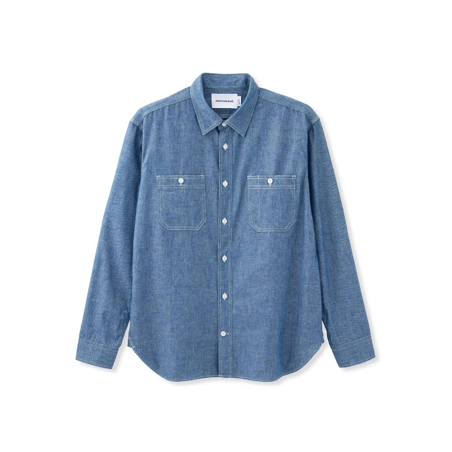 Momotaro Triple Stitch Long Sleeve Chambray Shirt Indigo