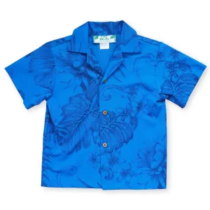 monstera cereus blue hawaiian boy shirt