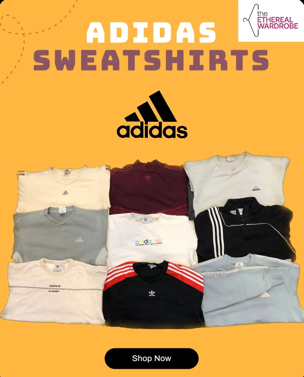 Mostly Ebroidered Adidas Sweatshirts Including Vintage pieces
