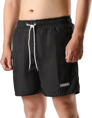 Muscularfit Black Running Shorts Summer Running Athletic Shorts Gym Sport Drawstring Elastic Waist Workout Shorts 3" Inseam