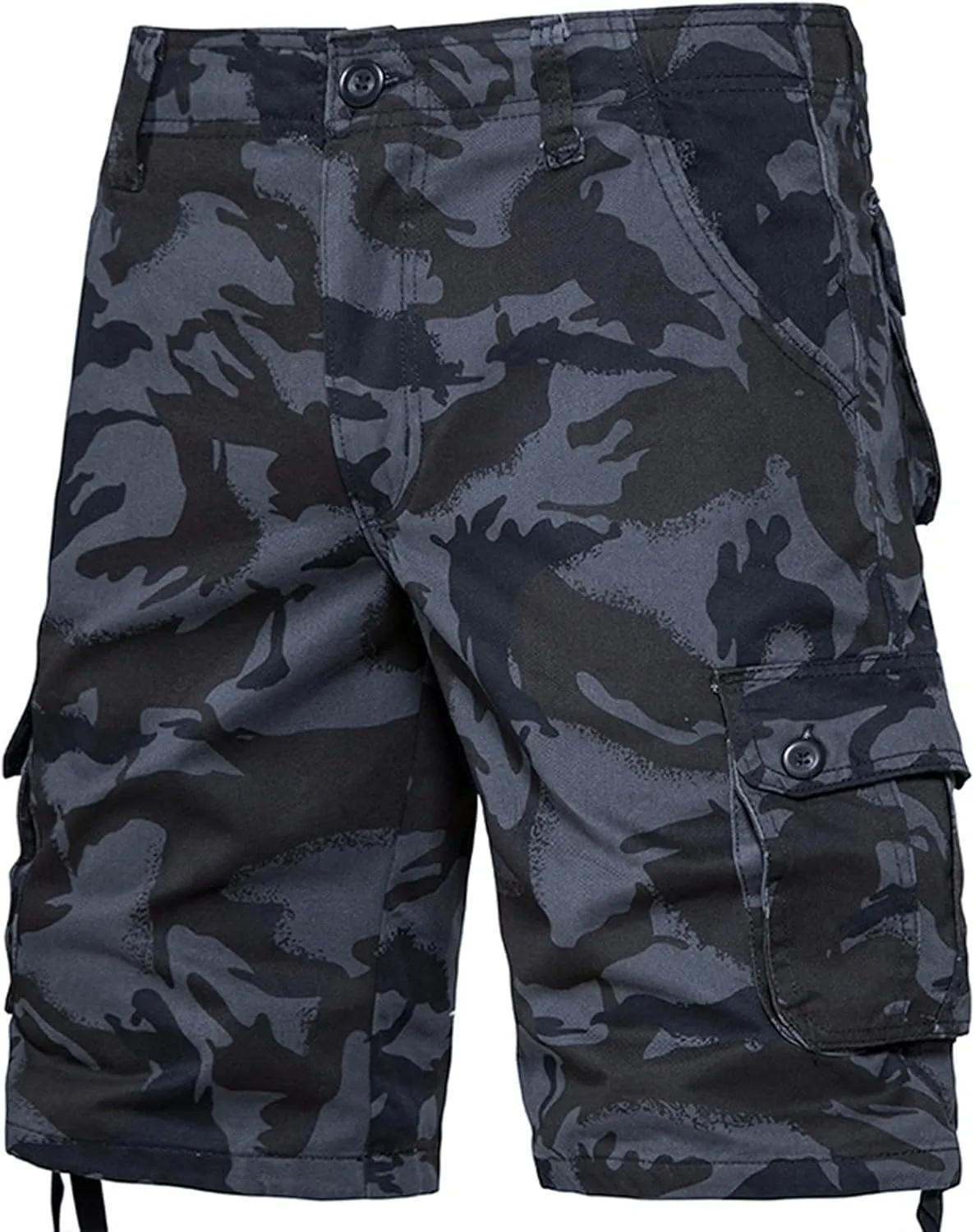 Muscularfit Mens Gym Shorts Camouflage Cotton Multi Pockets Cargo Shorts Big and Tall Buckle Zipper Utility Tooling Shorts