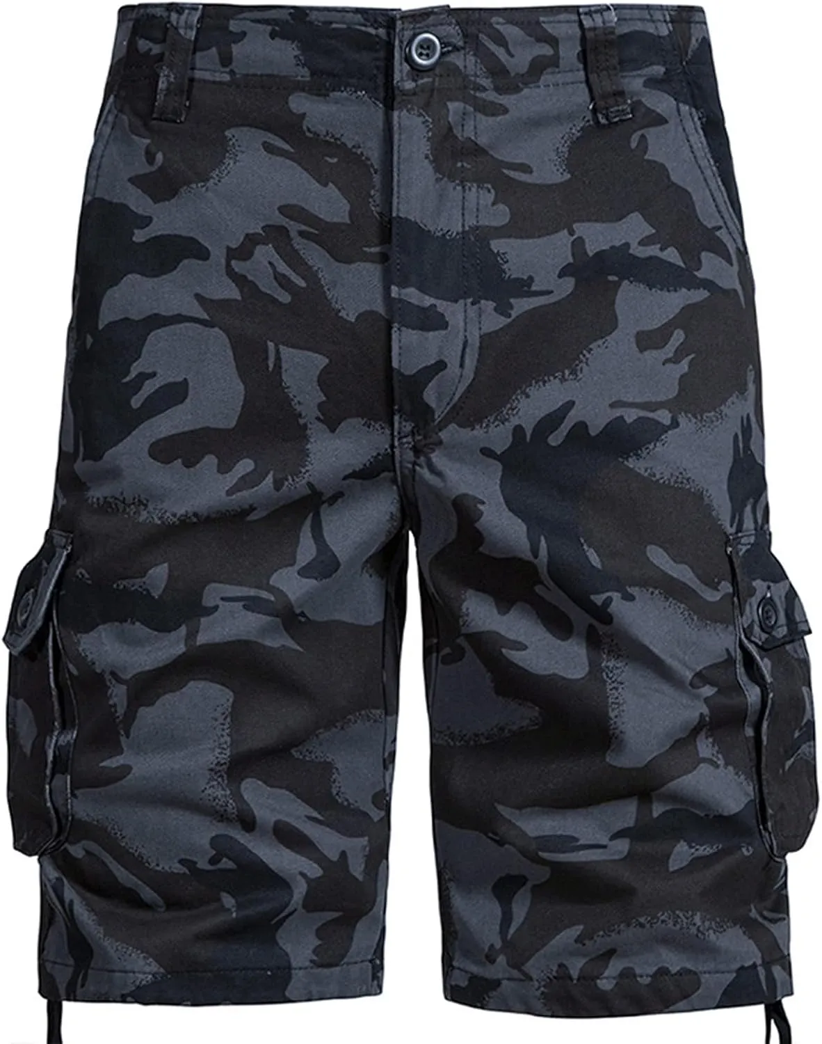 Muscularfit Mens Gym Shorts Camouflage Cotton Multi Pockets Cargo Shorts Big and Tall Buckle Zipper Utility Tooling Shorts