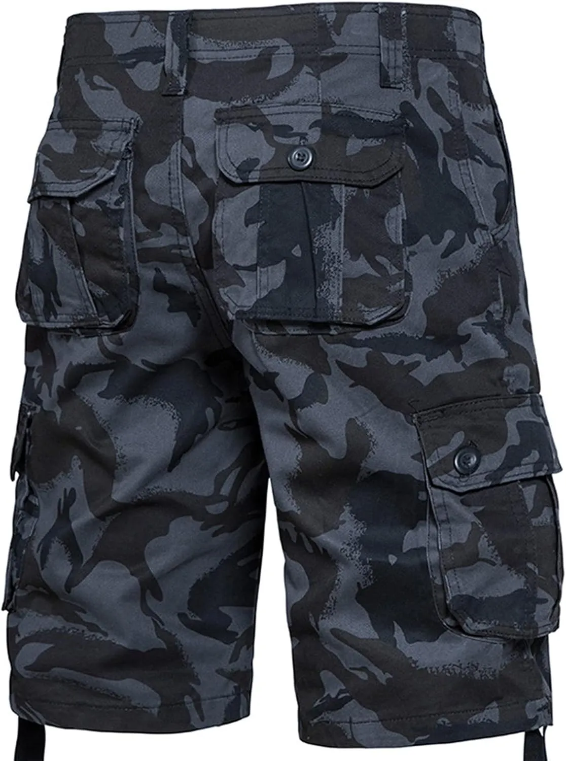 Muscularfit Mens Gym Shorts Camouflage Cotton Multi Pockets Cargo Shorts Big and Tall Buckle Zipper Utility Tooling Shorts