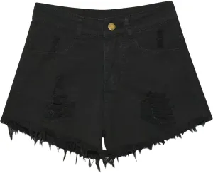 NATHGAM Womens High Waist Denim Shorts Summer Denim Jean Shorts Frayed Raw Hem Ripped Shorts Button Up Distressed Jean Shorts