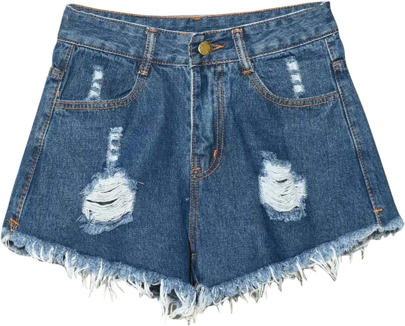 NATHGAM Womens High Waist Denim Shorts Summer Denim Jean Shorts Frayed Raw Hem Ripped Shorts Button Up Distressed Jean Shorts
