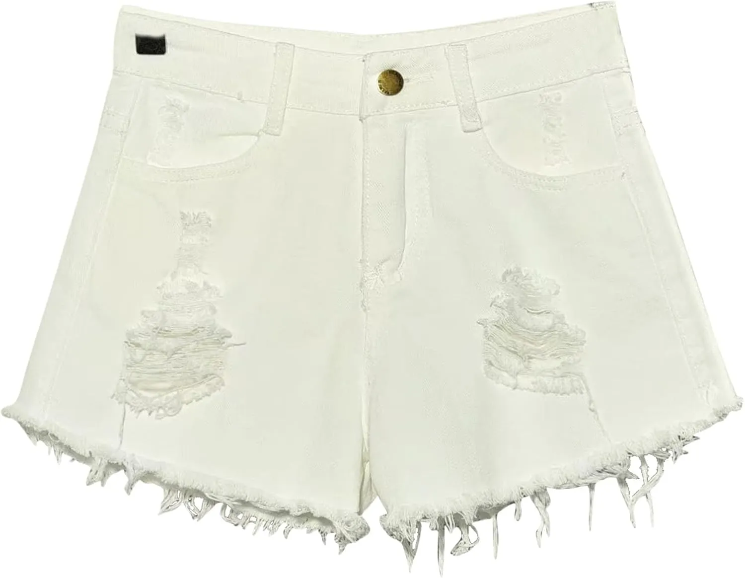 NATHGAM Womens High Waist Denim Shorts Summer Denim Jean Shorts Frayed Raw Hem Ripped Shorts Button Up Distressed Jean Shorts