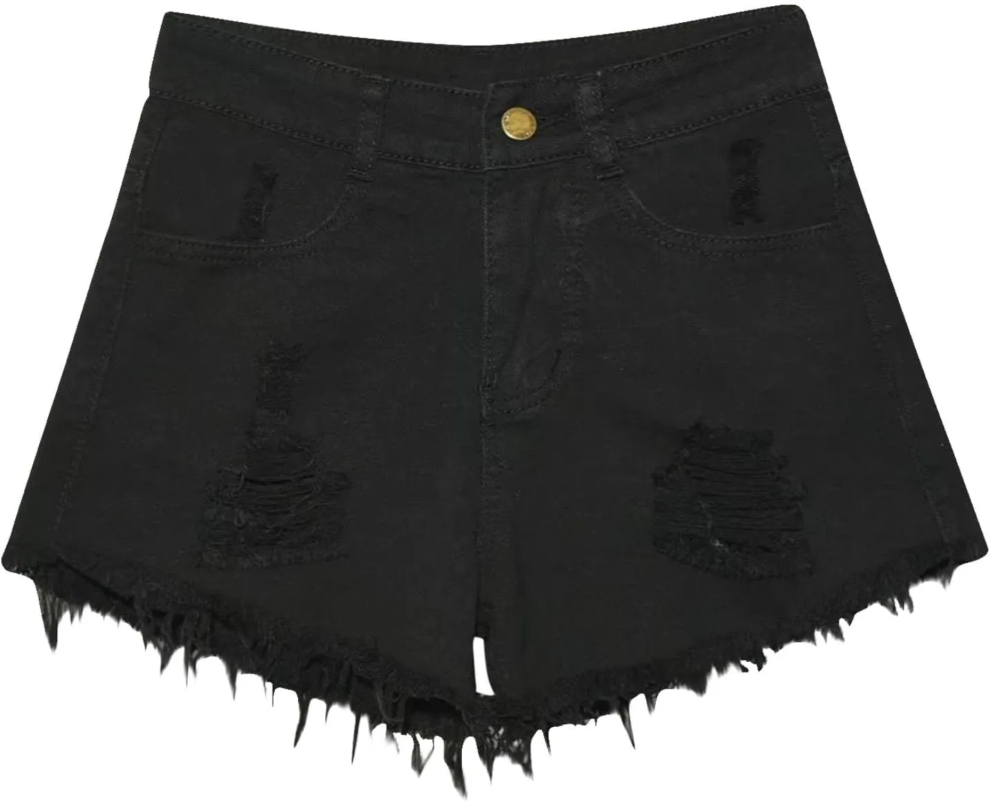 NATHGAM Womens High Waist Denim Shorts Summer Denim Jean Shorts Frayed Raw Hem Ripped Shorts Button Up Distressed Jean Shorts