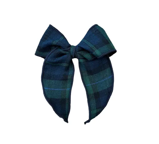 Navy King Plaid Flannel Hairbow
