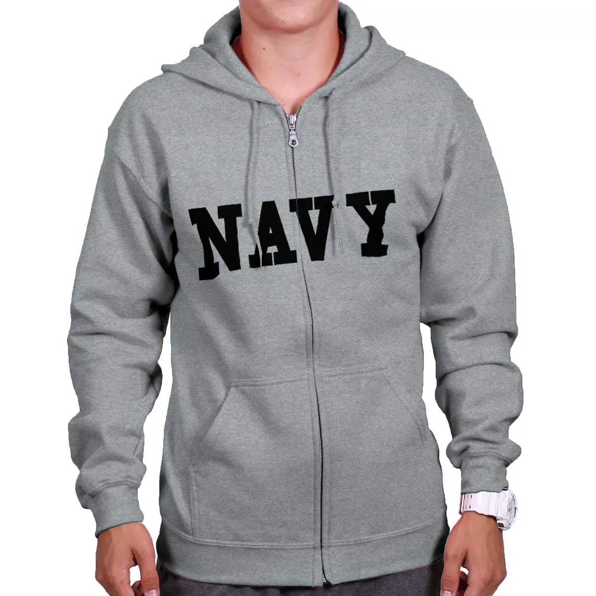Navy Logo Zipper Hoodie