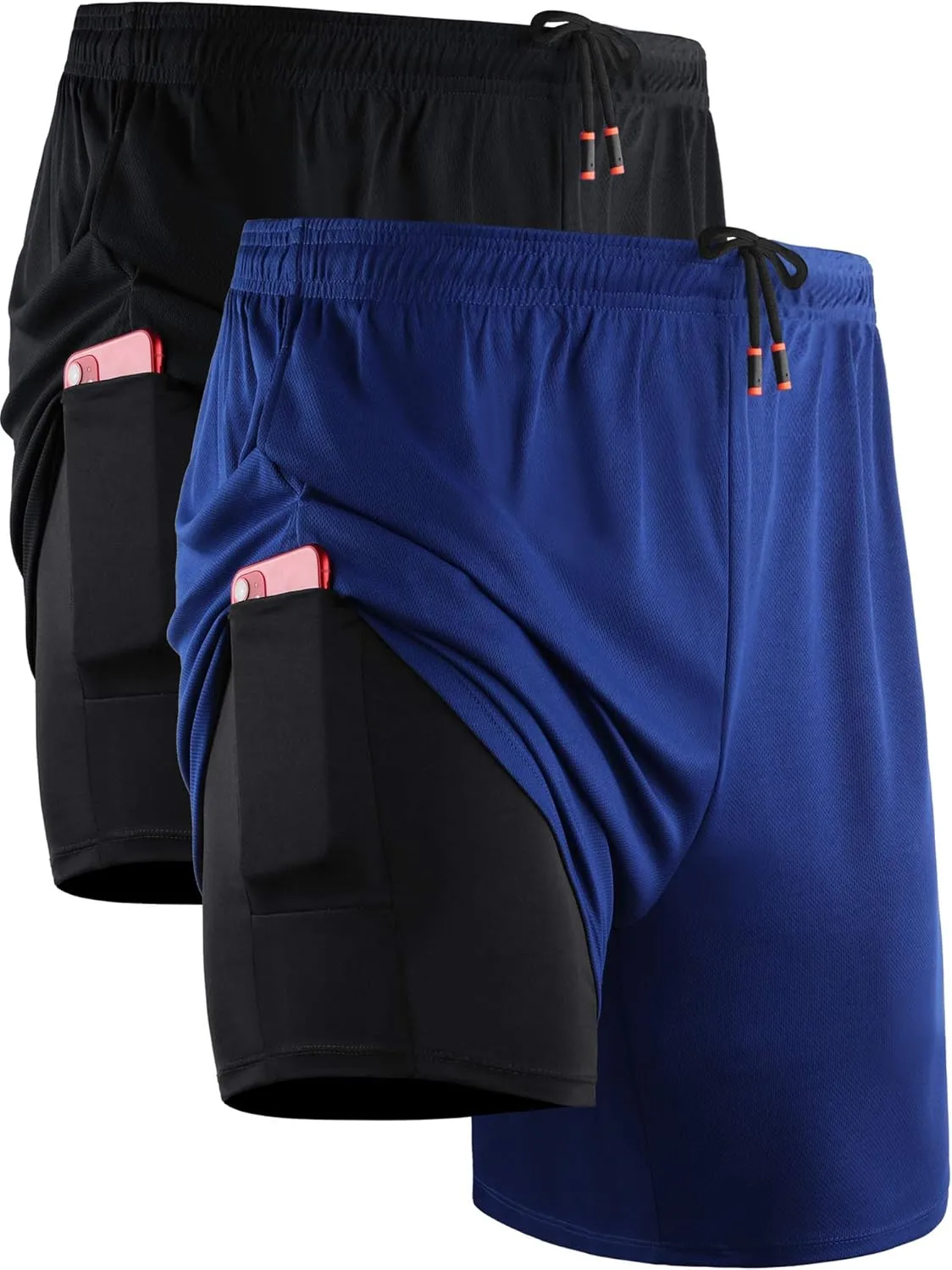 NELEUS Men's 2 in 1 Running Shorts with Liner,Dry Fit Workout Shorts with Pockets