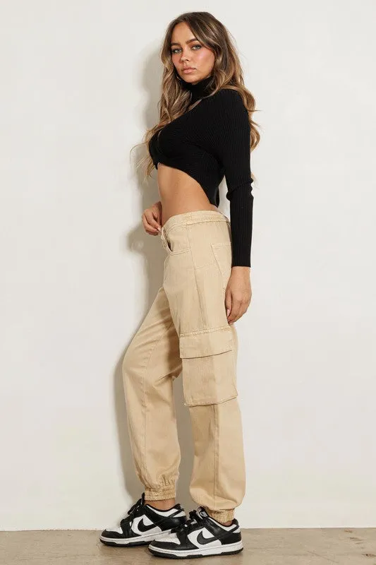 New Era High Rise Cargo Jeans