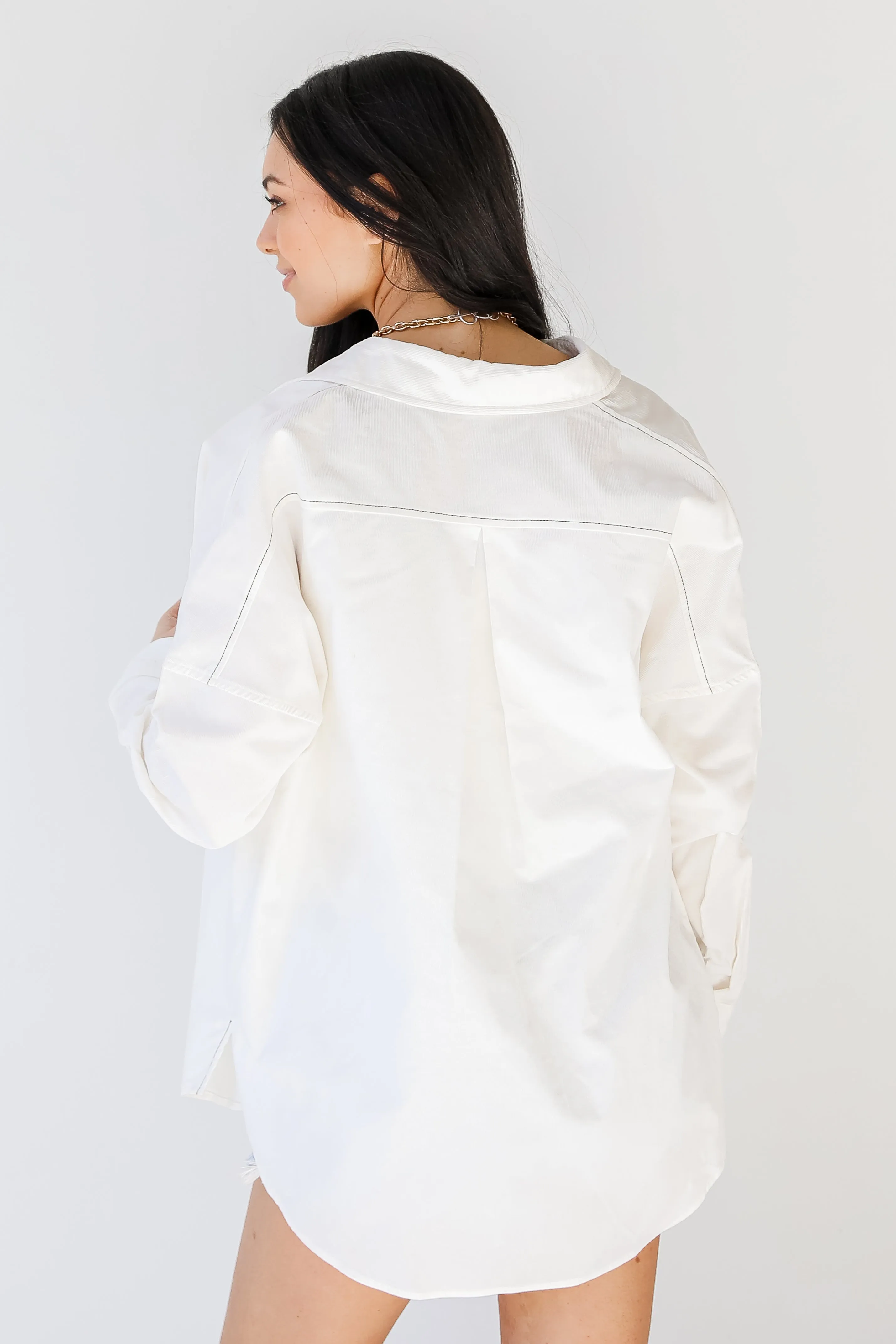 New Locations Corduroy Button-Up Blouse