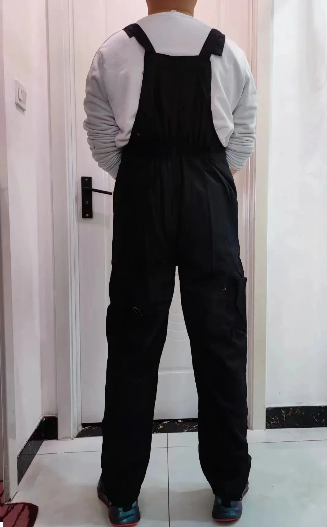 New Men's Long-Sleeves Overalls Dungarees Zipper Pocket Jumpsuit Rompers