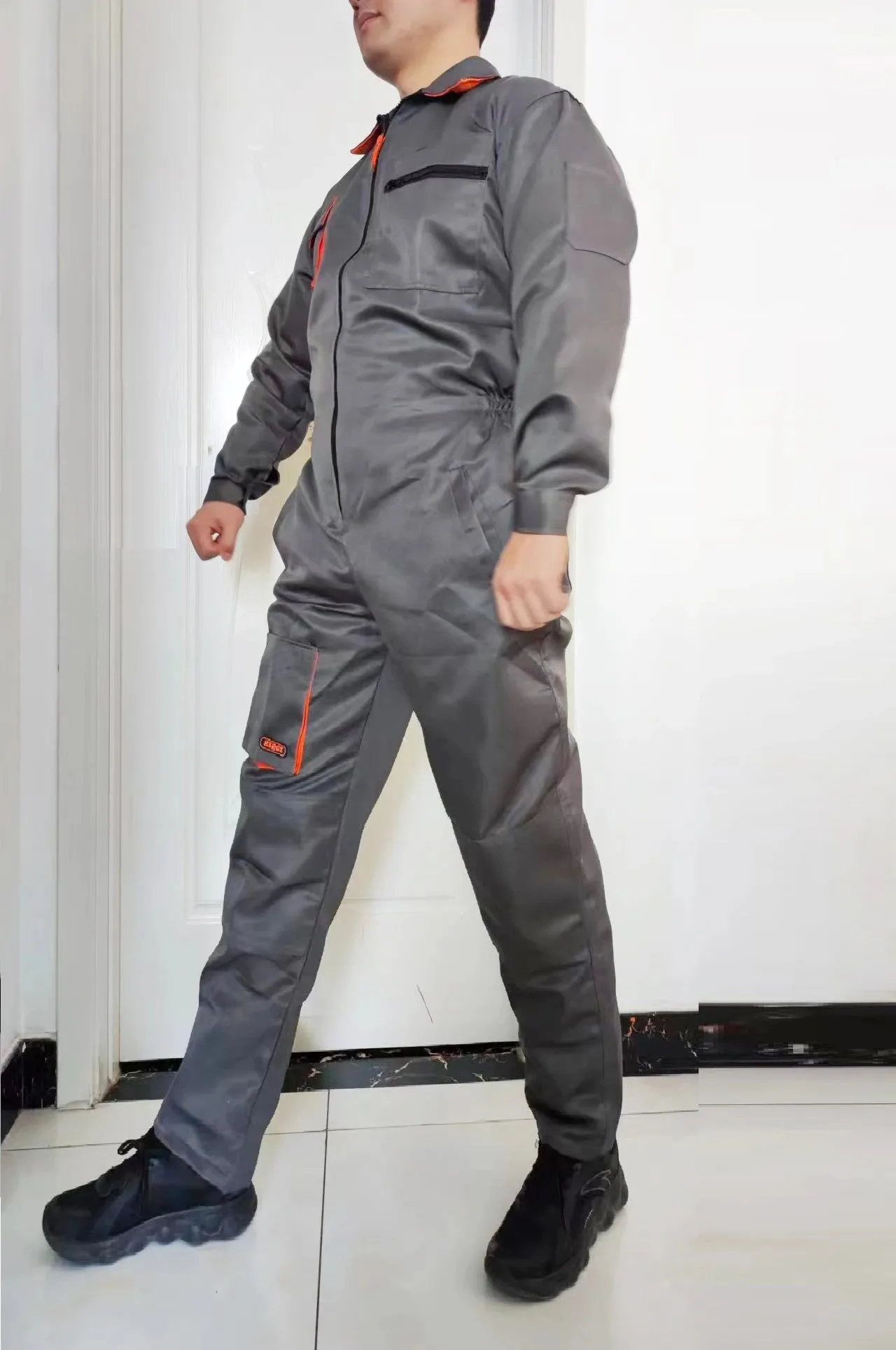 New Men's Long-Sleeves Overalls Dungarees Zipper Pocket Jumpsuit Rompers