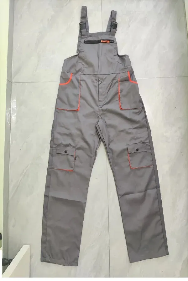 New Men's Long-Sleeves Overalls Dungarees Zipper Pocket Jumpsuit Rompers