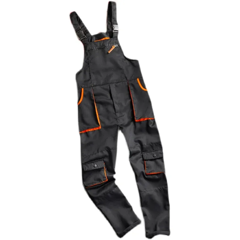 New Men's Long-Sleeves Overalls Dungarees Zipper Pocket Jumpsuit Rompers