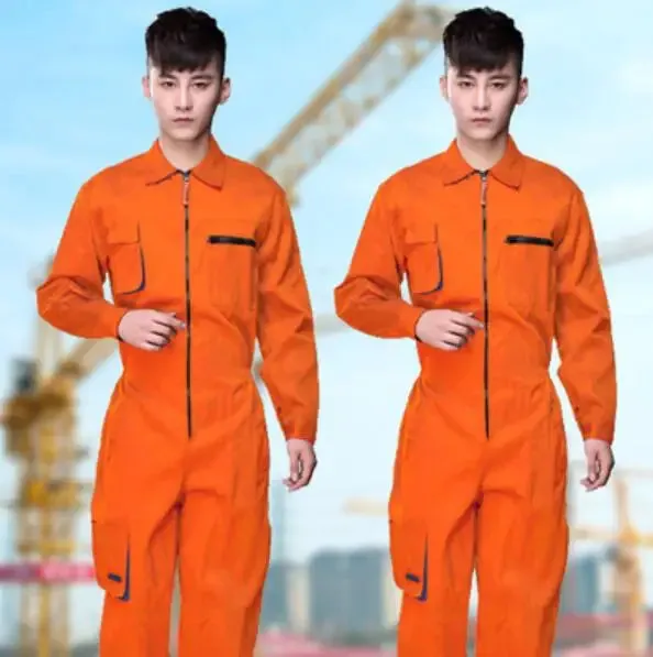 New Men's Long-Sleeves Overalls Dungarees Zipper Pocket Jumpsuit Rompers