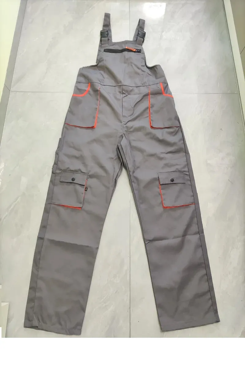 New Men's Long-Sleeves Overalls Dungarees Zipper Pocket Jumpsuit Rompers