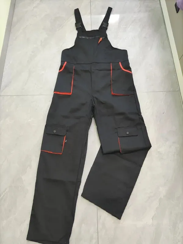 New Men's Long-Sleeves Overalls Dungarees Zipper Pocket Jumpsuit Rompers