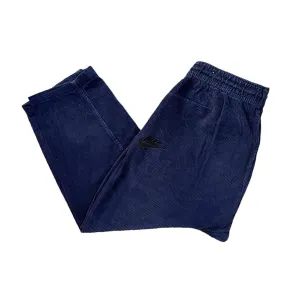 NIKE Embroidered Mini Logo Navy Blue Corduroy Cord Cropped Length Pants Trousers