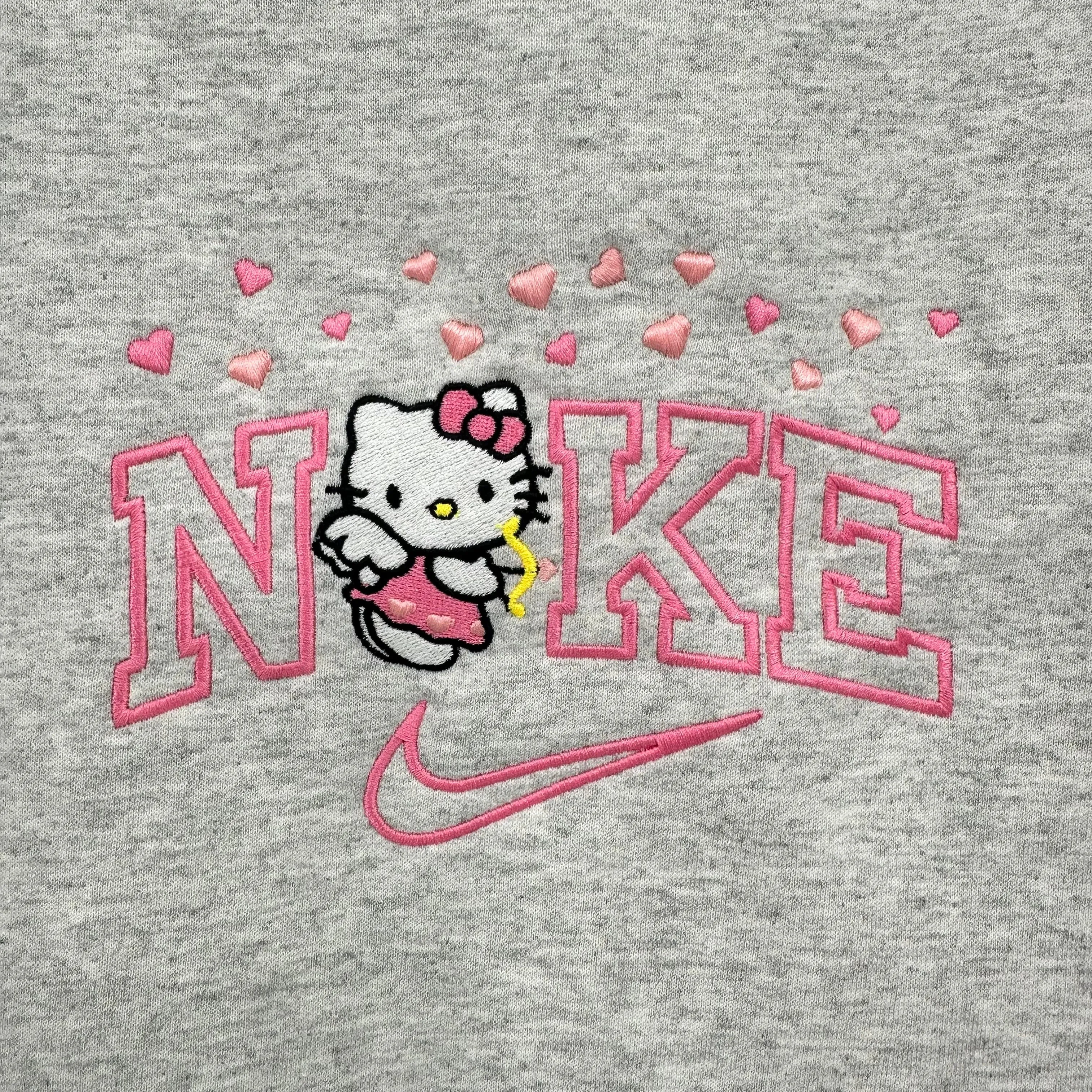 Nike Hello Kitty Hearts Embroidered YOUTH Sweatshirt Kids Boy Girl Unisex Crewneck