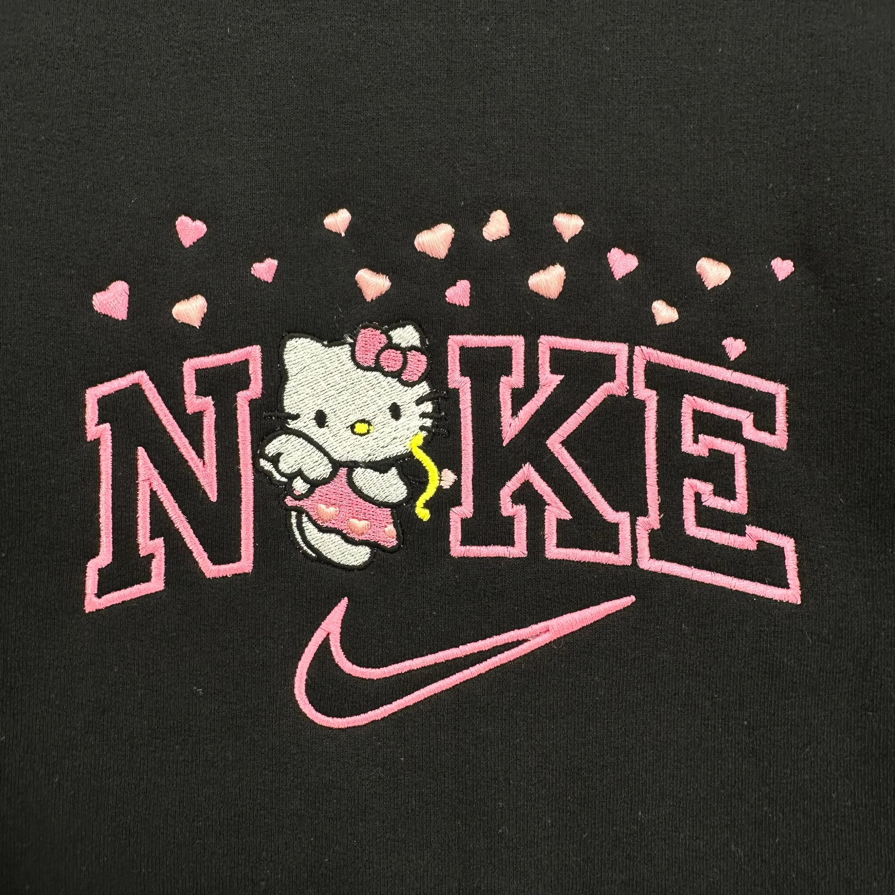 Nike Hello Kitty Hearts Embroidered YOUTH Sweatshirt Kids Boy Girl Unisex Crewneck