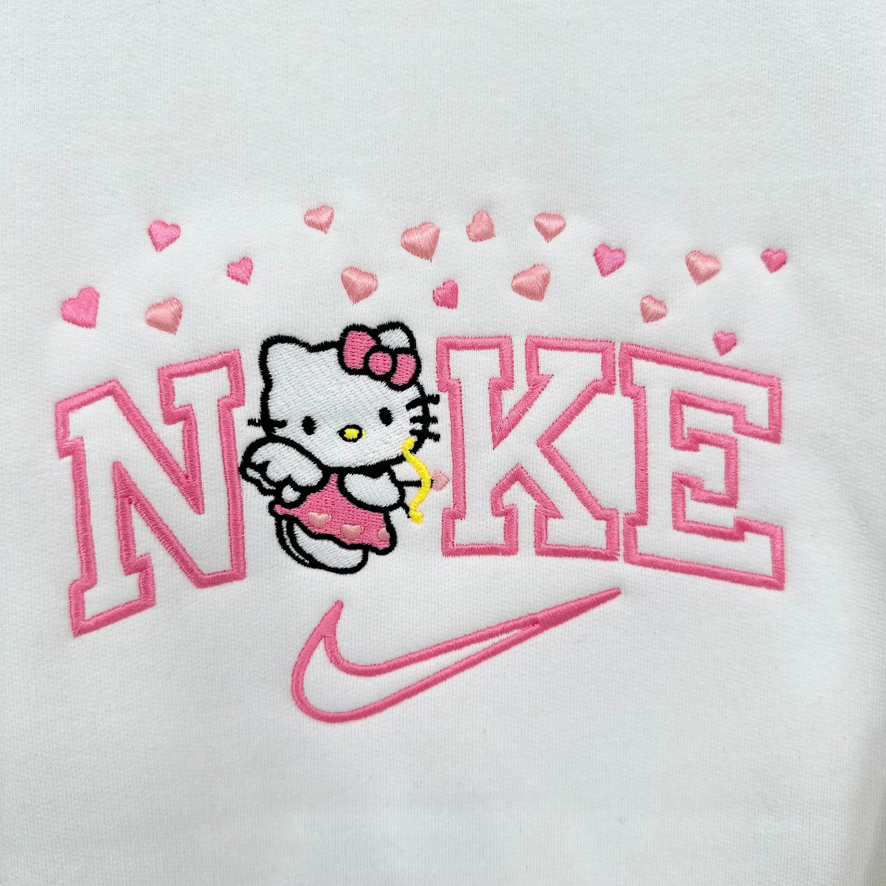 Nike Hello Kitty Hearts Embroidered YOUTH Sweatshirt Kids Boy Girl Unisex Crewneck