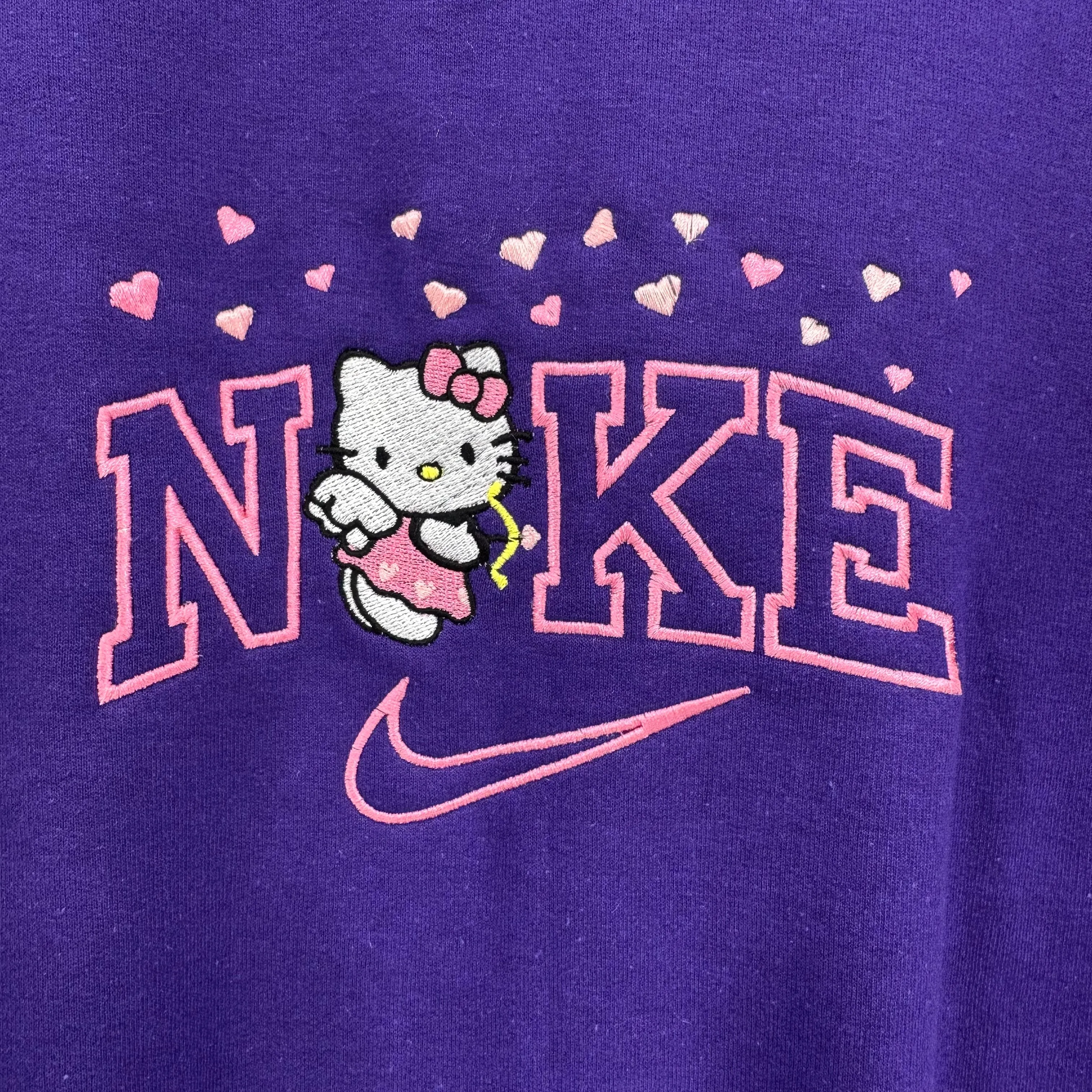 Nike Hello Kitty Hearts Embroidered YOUTH Sweatshirt Kids Boy Girl Unisex Crewneck